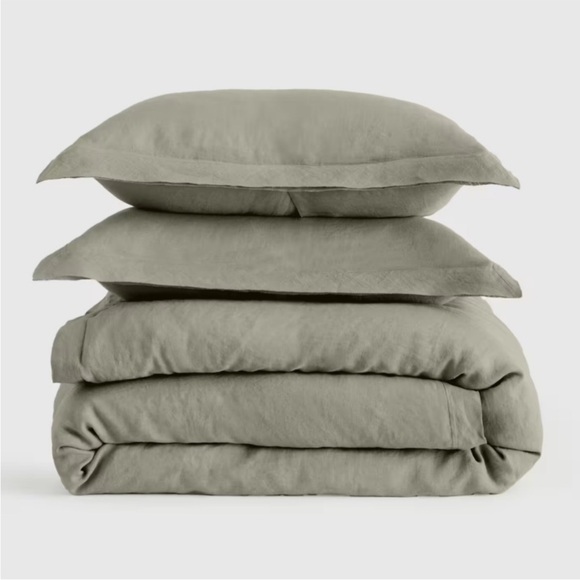 NWT QUINCE Linen Double Flange Duvet Cover Set King/Cal King Willowleaf 0589 - Picture 1 of 13